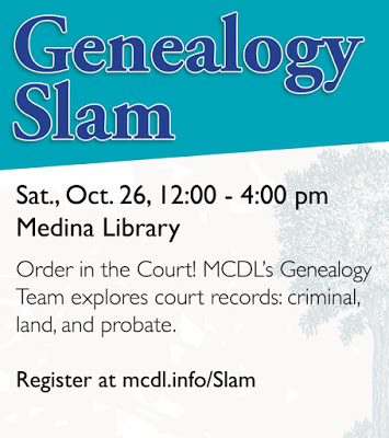 genealogy slam on Saturday, October 26