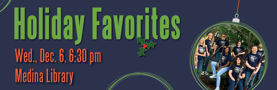 holiday favorites on December 2 at 6:30 pm in Medina Library.