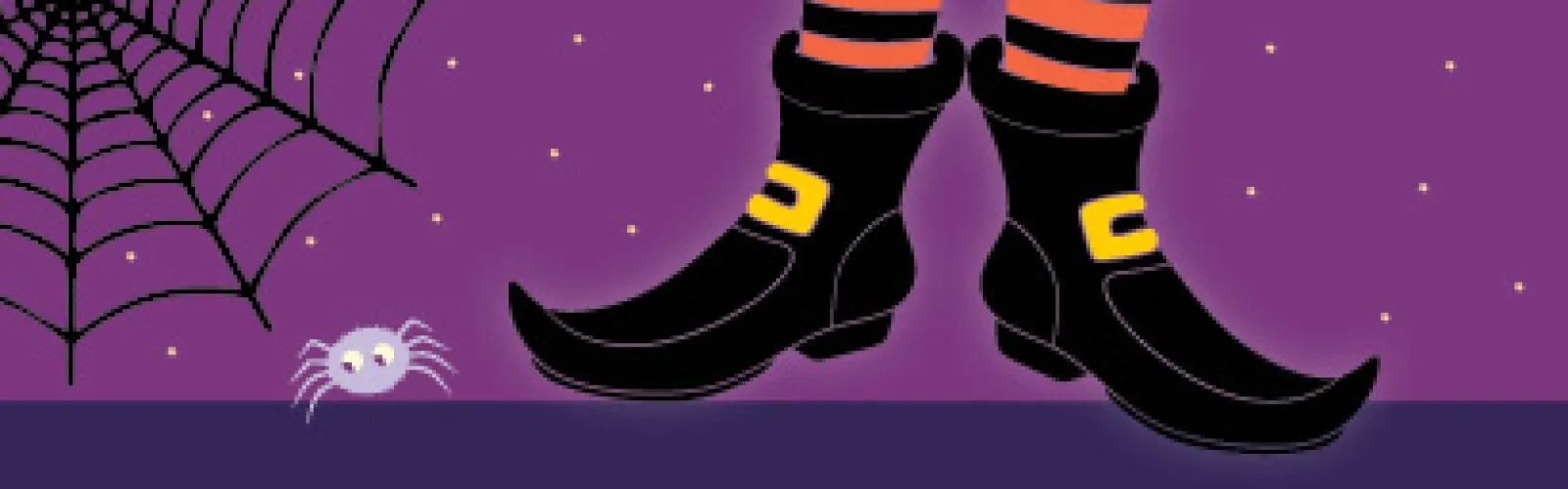 witch's shoes and a spooky background
